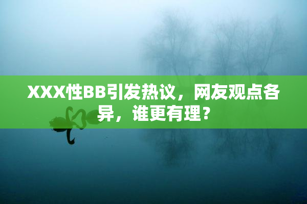 XXX性BB引发热议，网友观点各异，谁更有理？
