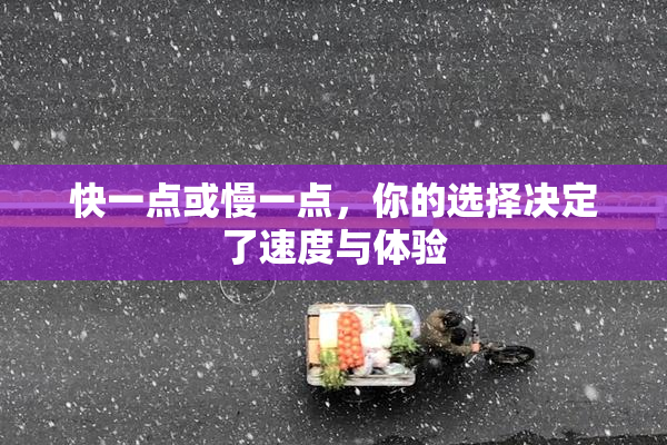 快一点或慢一点，你的选择决定了速度与体验