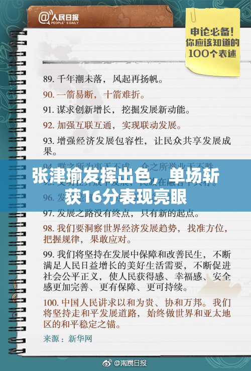 张津瑜发挥出色，单场斩获16分表现亮眼