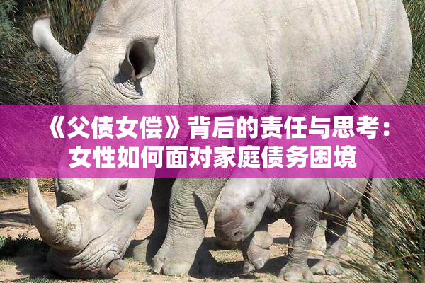 《父债女偿》背后的责任与思考：女性如何面对家庭债务困境