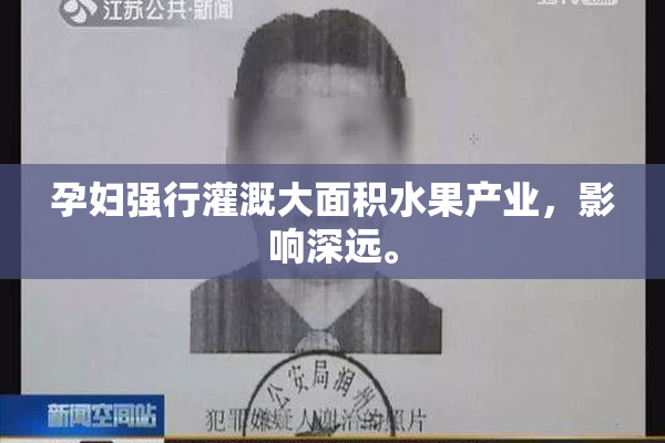 孕妇强行灌溉大面积水果产业，影响深远。