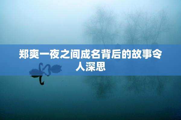 郑爽一夜之间成名背后的故事令人深思
