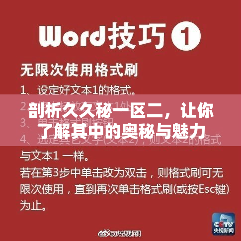 剖析久久秘一区二，让你了解其中的奥秘与魅力