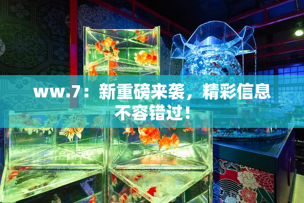 ww.7：新重磅来袭，精彩信息不容错过！
