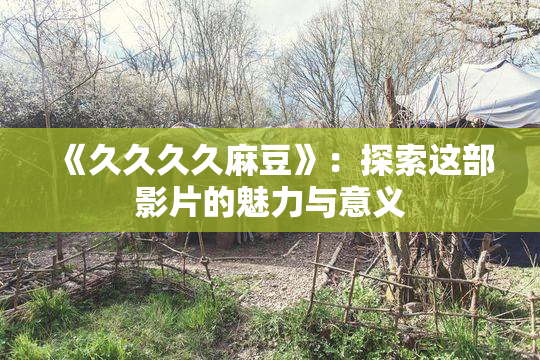 《久久久久麻豆》：探索这部影片的魅力与意义