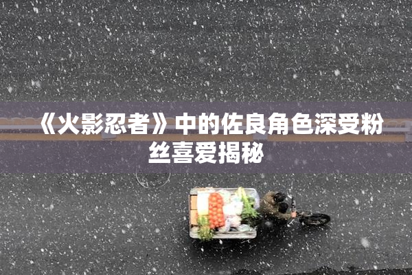 《火影忍者》中的佐良角色深受粉丝喜爱揭秘