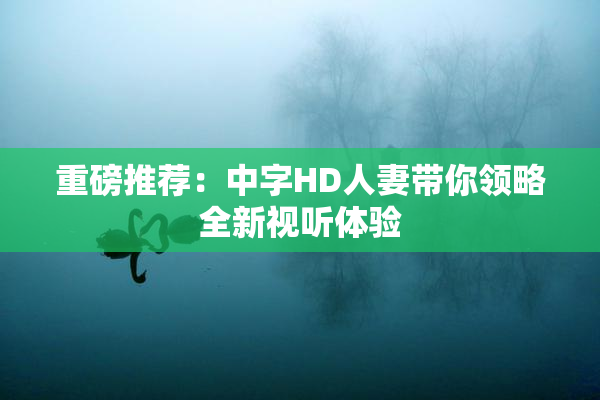 重磅推荐：中字HD人妻带你领略全新视听体验