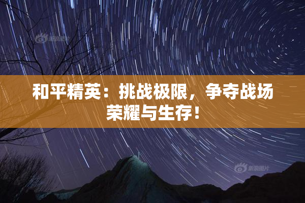 和平精英：挑战极限，争夺战场荣耀与生存！