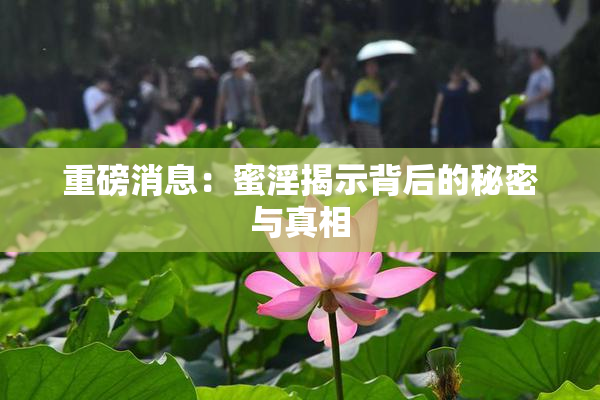 重磅消息：蜜淫揭示背后的秘密与真相