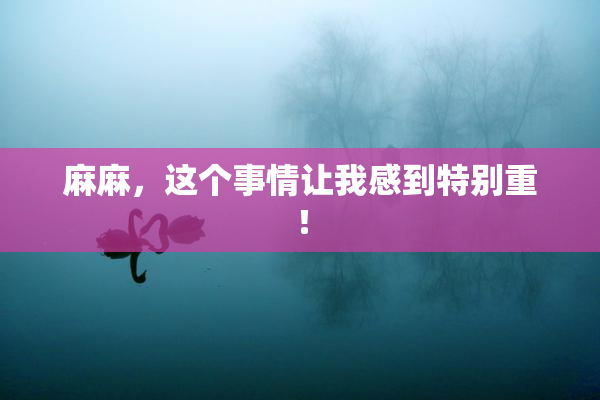 麻麻，这个事情让我感到特别重！