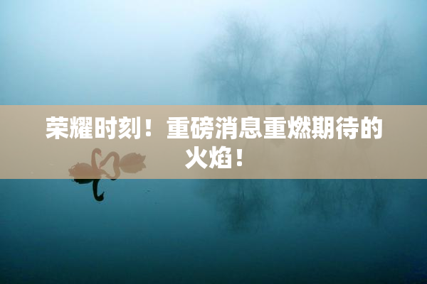 荣耀时刻！重磅消息重燃期待的火焰！