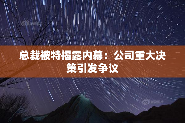 总裁被特揭露内幕：公司重大决策引发争议