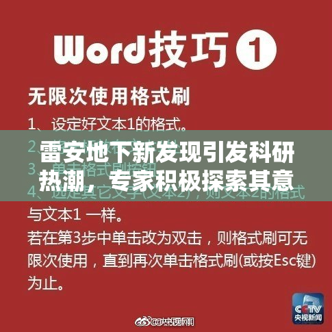 雷安地下新发现引发科研热潮，专家积极探索其意义