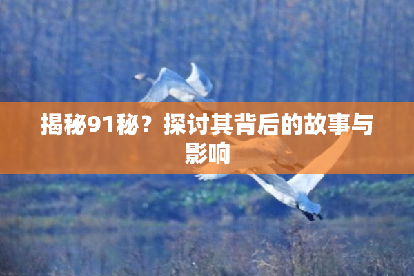 揭秘91秘？探讨其背后的故事与影响