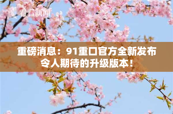 重磅消息：91重口官方全新发布令人期待的升级版本！