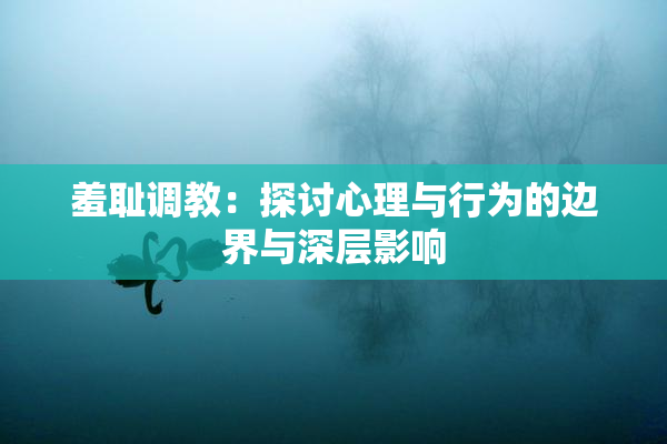 羞耻调教：探讨心理与行为的边界与深层影响