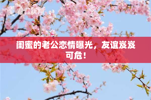 闺蜜的老公恋情曝光，友谊岌岌可危！