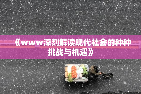 《www深刻解读现代社会的种种挑战与机遇》